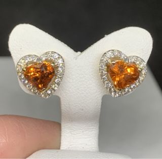 Pendientes Corazón Oro Zafiro Padparadscha