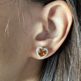 Pendientes Corazón Oro Zafiro Padparadscha