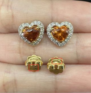Pendientes Corazón Oro Zafiro Padparadscha