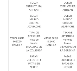 Vitrina Comedor Madera y Cristal