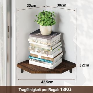Estante de esquina madera 3 unid 30x30cm