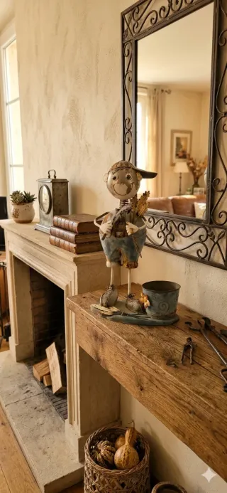 Figura niño jardinero vintage metal