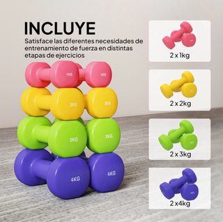 Set Mancuernas Colores 1kg-4kg