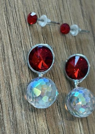 Pendientes Acero Inoxidable Rojos y Plateados
