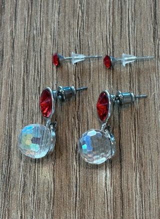 Pendientes Acero Inoxidable Rojos y Plateados