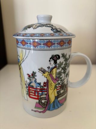 Tazza Tisaniera Cinese con Coperchio in Porcellana