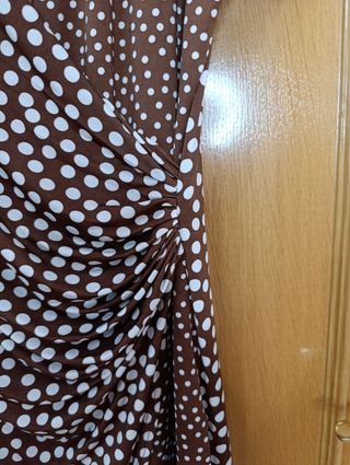 Vestido cruzado marrón lunares topos Wrap dress