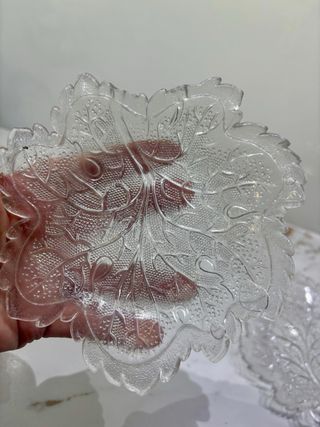 5 Piatti in Cristallo Foglia Vintage Anni '50