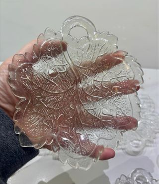 5 Piatti in Cristallo Foglia Vintage Anni '50