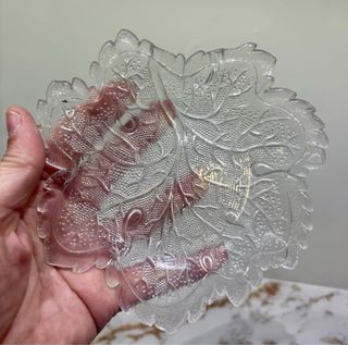 5 Piatti in Cristallo Foglia Vintage Anni '50