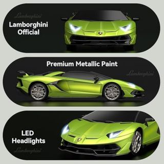 Lamborghini - Coche RC con licencia oficial, escala 1:24, coche eléctrico de juguete deportivo de carreras de pasatiempos, modelo Lamborghini para niños y niñas, regalos de cumpleaños, verde
