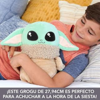 Mattel Star Wars The Mandalorian Peluche Grogu saltarín que salta y emite sonidos si le aprietas la cabeza hacia abajo, juguete +3 años (HPG48)