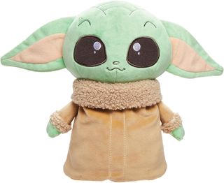 Mattel Star Wars The Mandalorian Peluche Grogu saltarín que salta y emite sonidos si le aprietas la cabeza hacia abajo, juguete +3 años (HPG48)