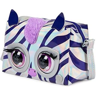 Purse Pets, Metálico Mood Rebel Stripez, bolso de hombro interactivo de juguete, más de 30 sonidos y reacciones, juguete infantil para niñas