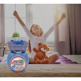 LEXIBOOK, Disney Stitch, Reloj Despertador proyector con función de repetición y Alarma, Luz Nocturna con Temporizador, Pantalla LCD, Funciona con Pilas, Azul, RL977DLXB