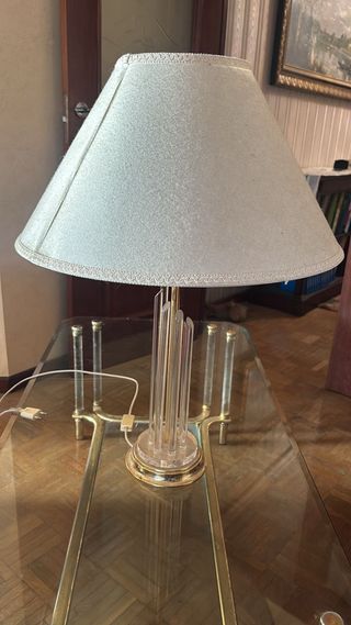 Mesa cristal y metal dorada