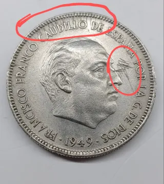 5 Pesetas 1949 *19*50