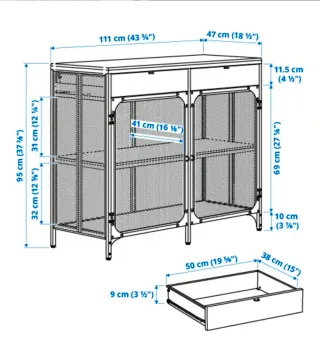 Credenza FJÄLLBO IKEA Nero/Legno
