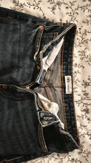 Jeans vaqueros Zara cropped flare tiro medio T38