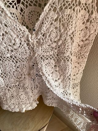 Chaleco Crochet Punto Roma Talla M Beige