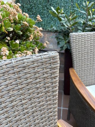 2 Sillas de Jardín Ratán y Madera