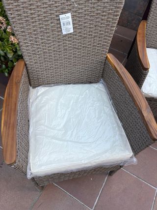 2 Sillas de Jardín Ratán y Madera