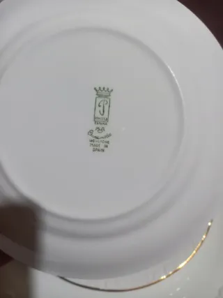 Set 6 Platos Postre Perros Porcelana Dorada