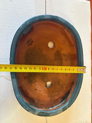 Maceta bonsai cerámica marrón y azul