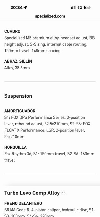 BTT Eléctrica Specialized Turbo Levo Comp Alloy