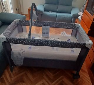 Cuna viaje plegable 2 niveles + colchón