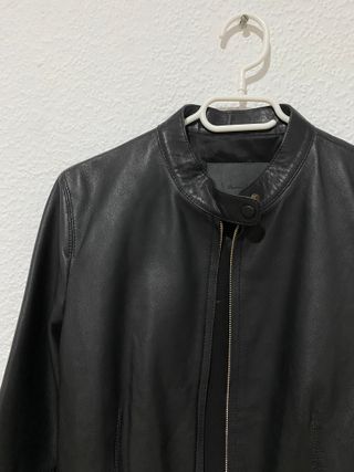Cazadora Piel Negra Massimo Dutti