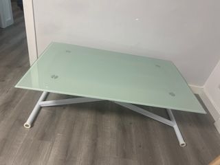 Mesa de centro cristal y metal