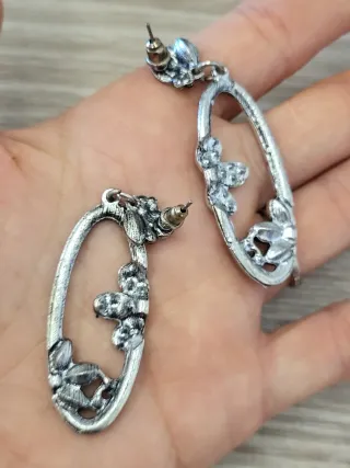 Pendientes largos vintage flor multicolor