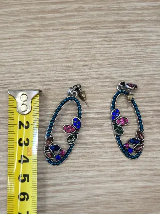 Pendientes largos vintage flor multicolor