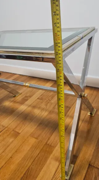 Mesa centro vintage cristal biselado metal