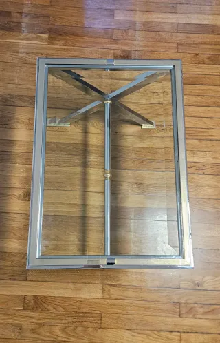 Mesa centro vintage cristal biselado metal