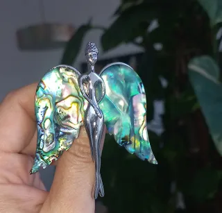 Broche y Colgante Nácar Ángel Multicolor