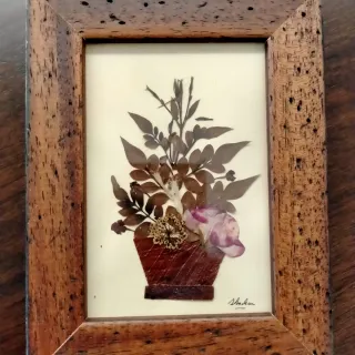 Set 3 Cuadros Flores Secas Marco Madera