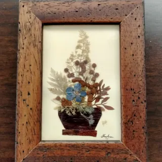 Set 3 Cuadros Flores Secas Marco Madera