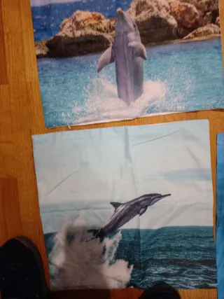 Fundas Cojín y funda, almohada Delfines Azul