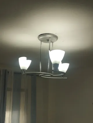 Lámpara de salón plata y cristal