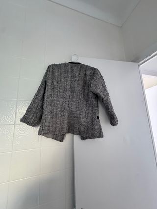 Chaqueta Tweed Negra y Gris es manga 3/4