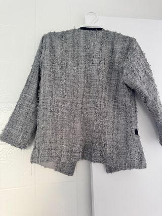 Chaqueta Tweed Negra y Gris es manga 3/4