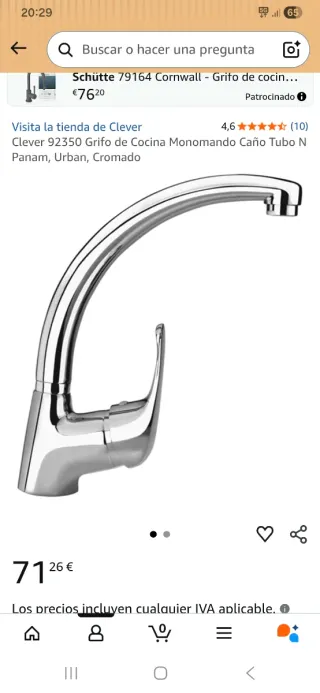 Grifo de Cocina Clever Metálico Plateado