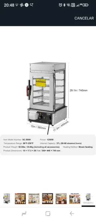 Calentador de alimentos al vapor