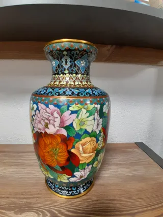 Jarrón Chino Cloisonné Flores