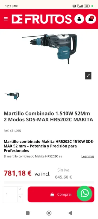 Makita HR5202C Martillo Combinado