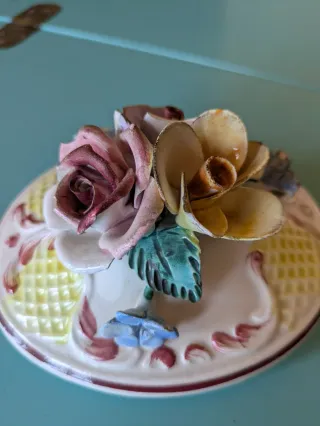 Portagioie Vintage Fiori Ceramica