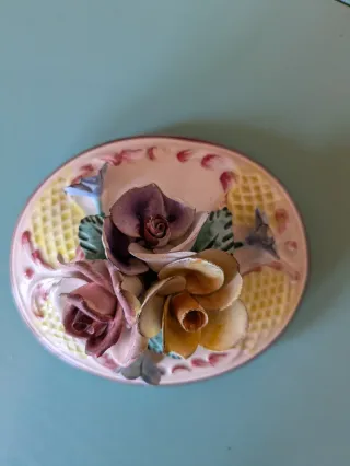 Portagioie Vintage Fiori Ceramica