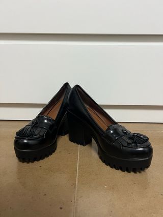 Zapatos de tacón negros plataforma talla 38